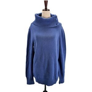 Banana Republic Women's Cowl Button‎ Turtle Neck Sweater Size XL Purple Pullover